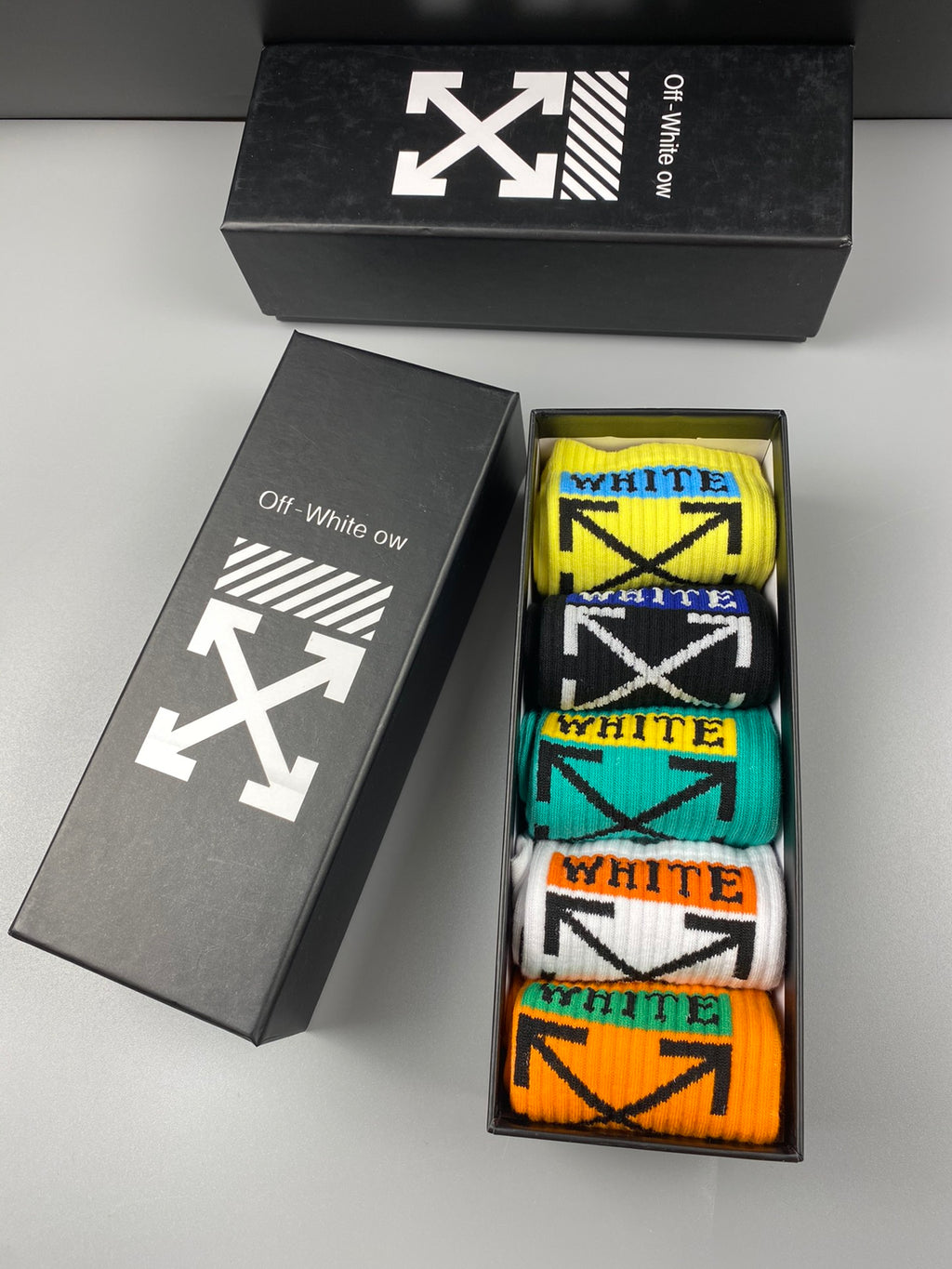 Off-White Bold Graphic Details Crew Socks - 5-Pair Set