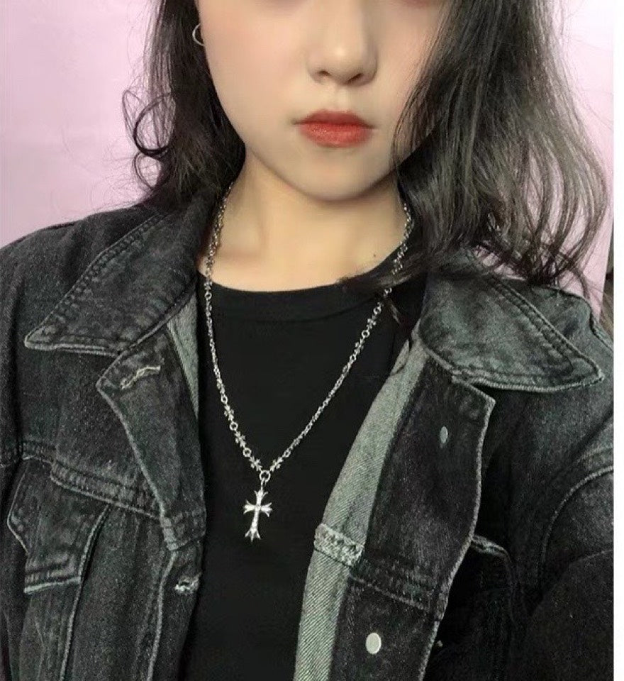Cross Pendant Necklace in Metal-Tone – Design 04 styled product view