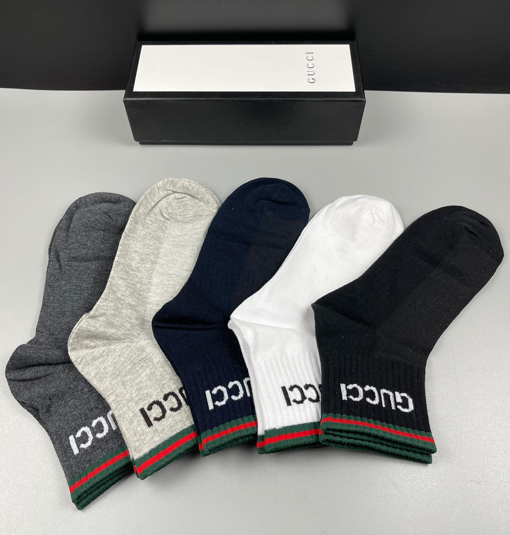 Gucci Web-Stripe Details Crew Socks - 5-Pair Set