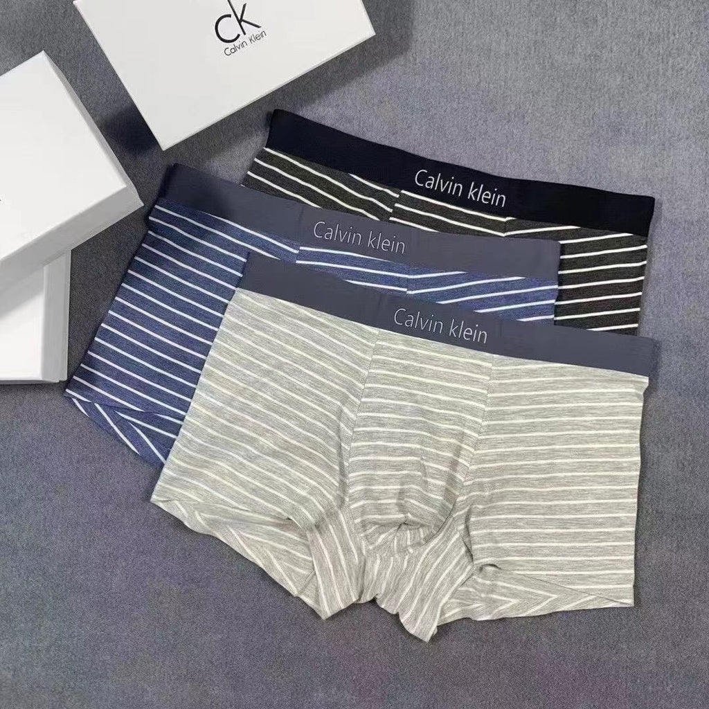 Calvin Klein Black, Navy, Cream And Blue Striped Boxer Men's Boxer Briefs