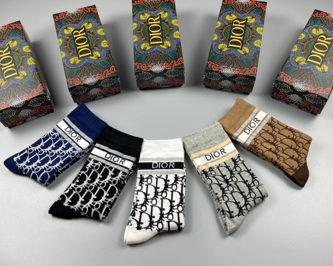 Dior Cotton Crew Socks - 5-Pair Pack