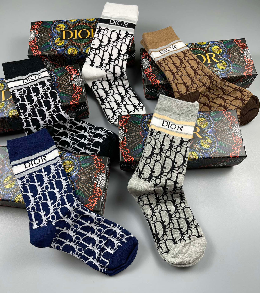 Dior Cotton Crew Socks - 5-Pair Pack