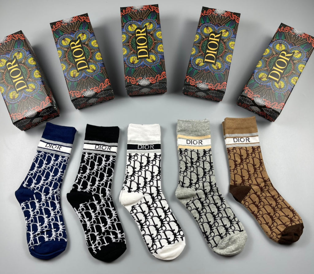 Dior Cotton Crew Socks - 5-Pair Pack