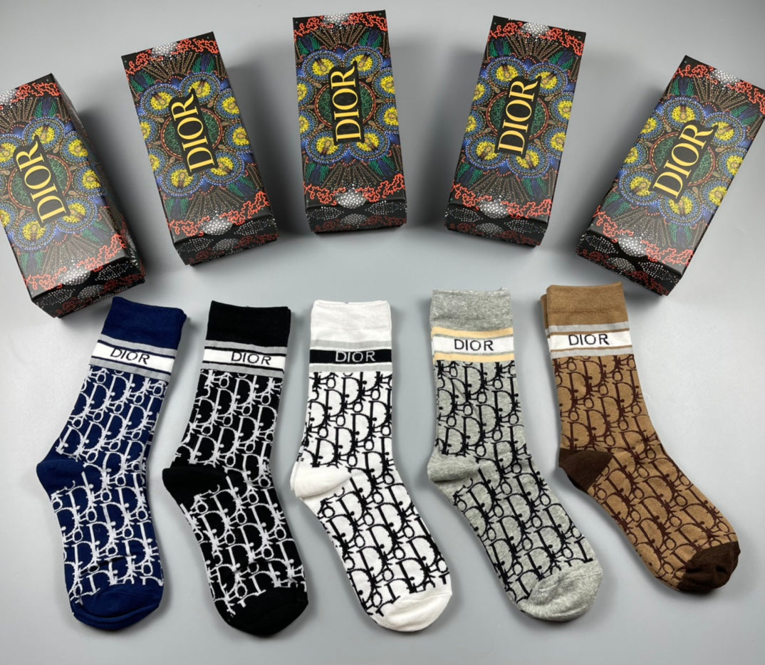 Dior Cotton Crew Socks - 5-Pair Pack