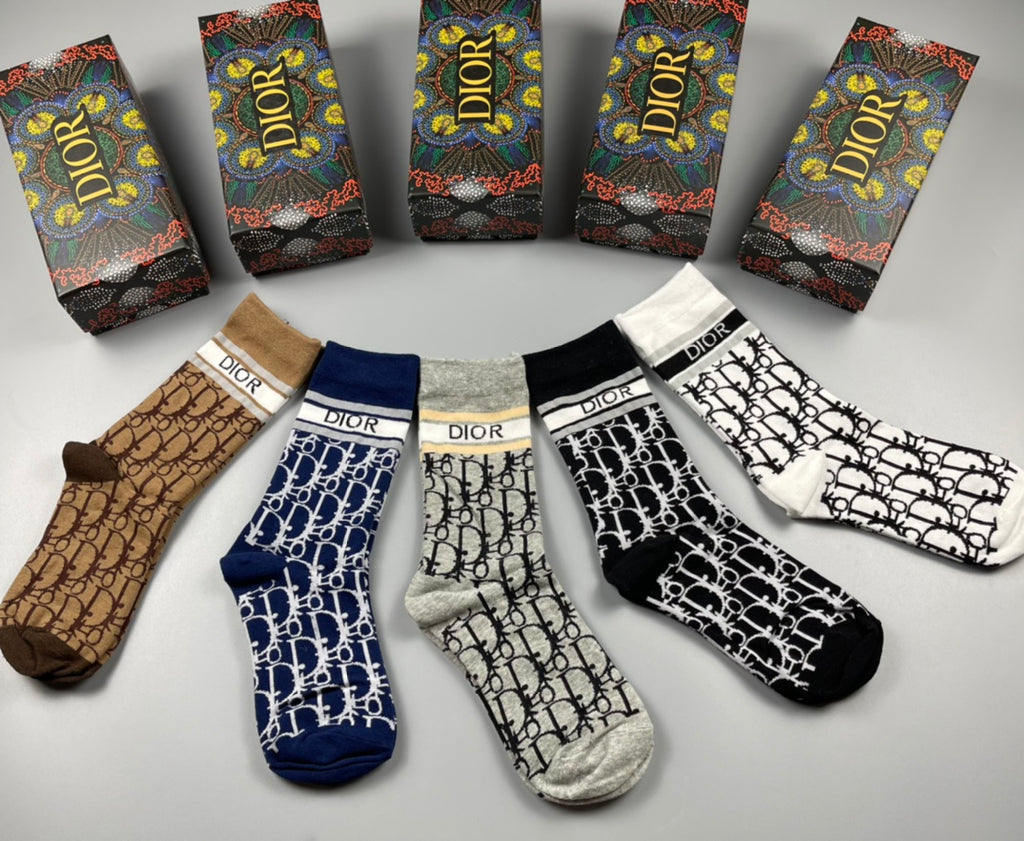 Dior Cotton Crew Socks - 5-Pair Pack