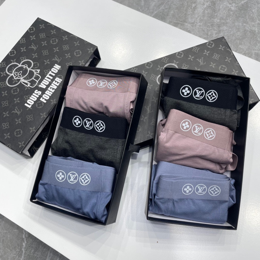 Louis Vuitton Circular Monogram-Style Waist Details Men's Boxer Briefs - 3-Piece Box
