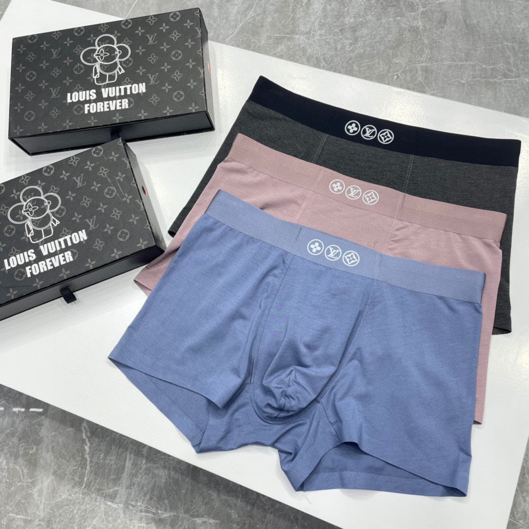 Louis Vuitton Circular Monogram-Style Waist Details Men's Boxer Briefs - 3-Piece Box