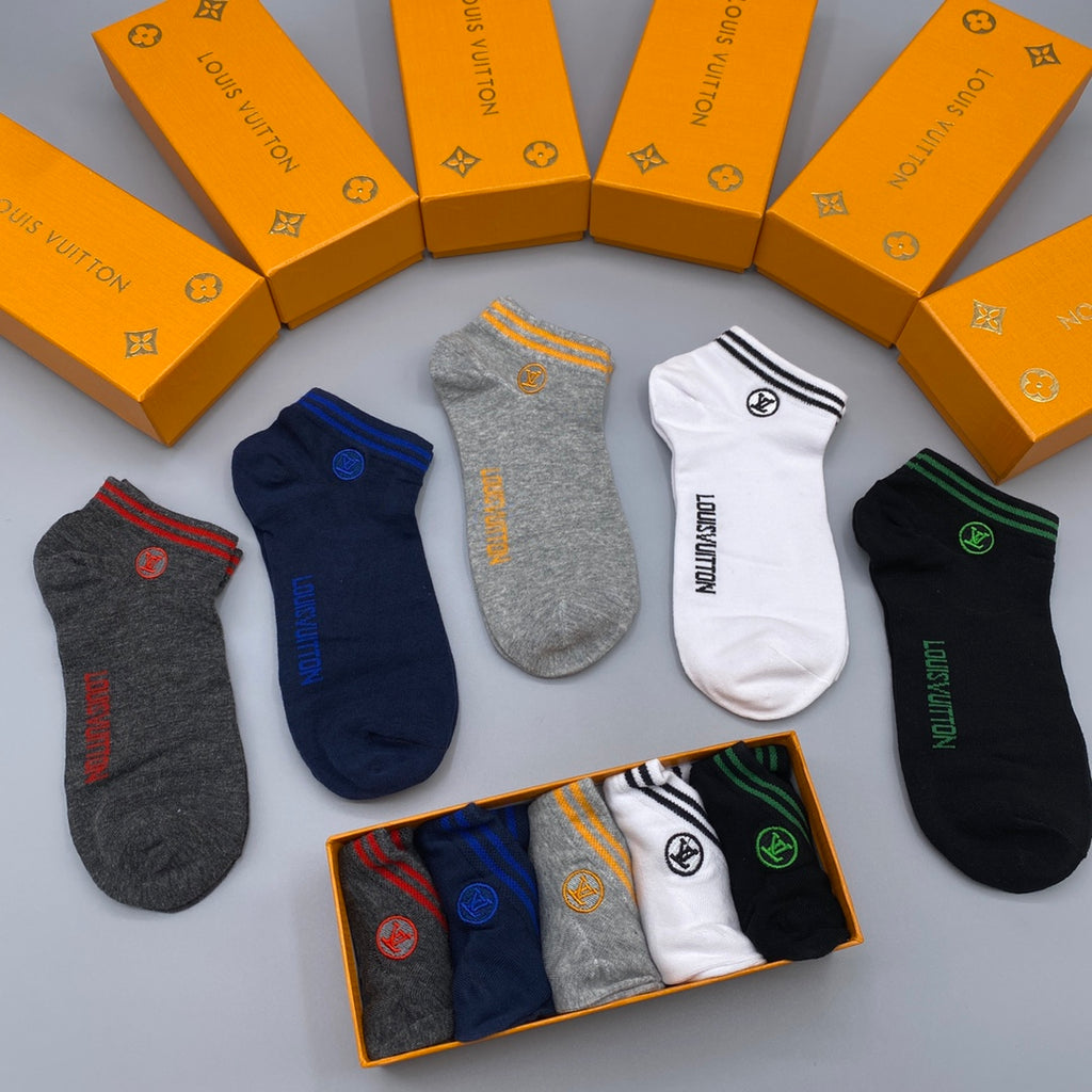 Louis Vuitton Small Initial Details Ankle Socks - 5-Pair Set