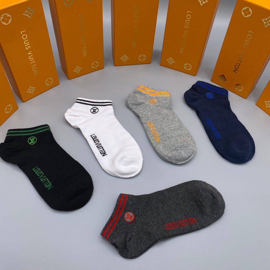 Louis Vuitton Small Initial Details Ankle Socks - 5-Pair Set
