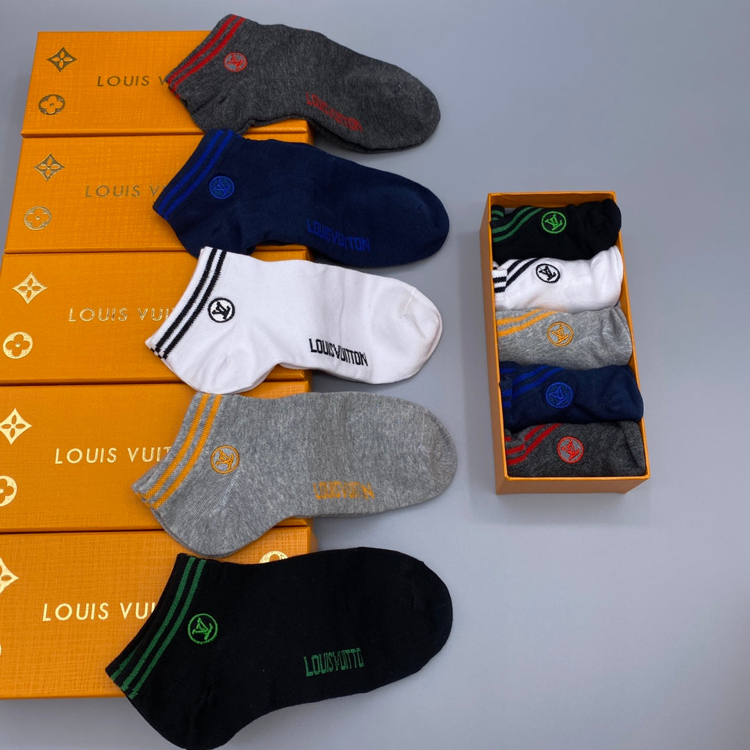 Louis Vuitton Small Initial Details Ankle Socks - 5-Pair Set