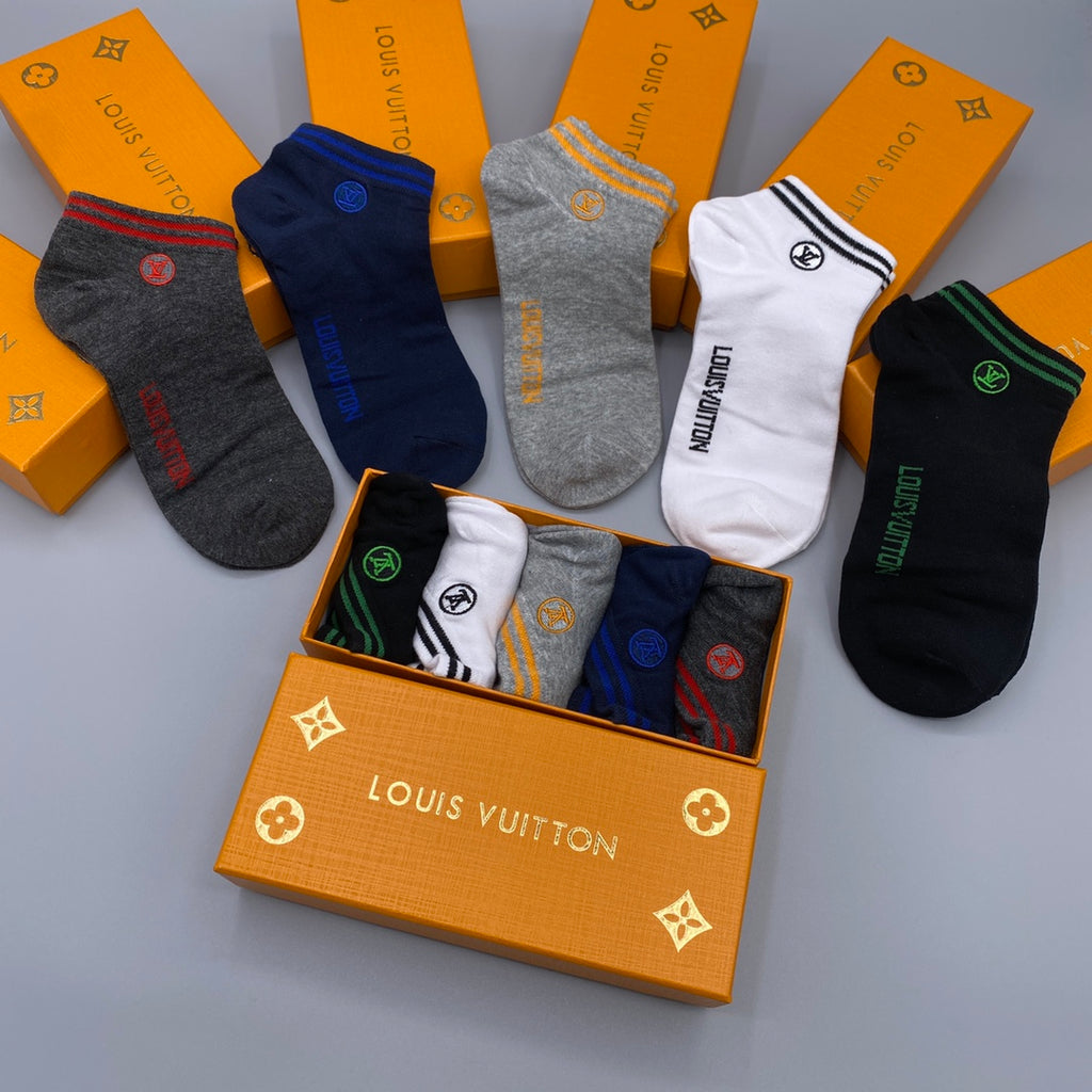 Louis Vuitton Embroidered Initials Ankle Socks - 5-Pair Set