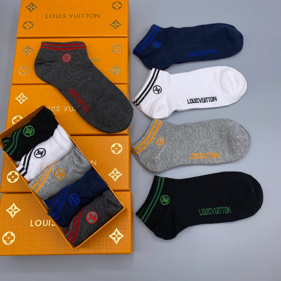 Louis Vuitton Colourful Wordmark Details Ankle Socks - 5-Pair Set