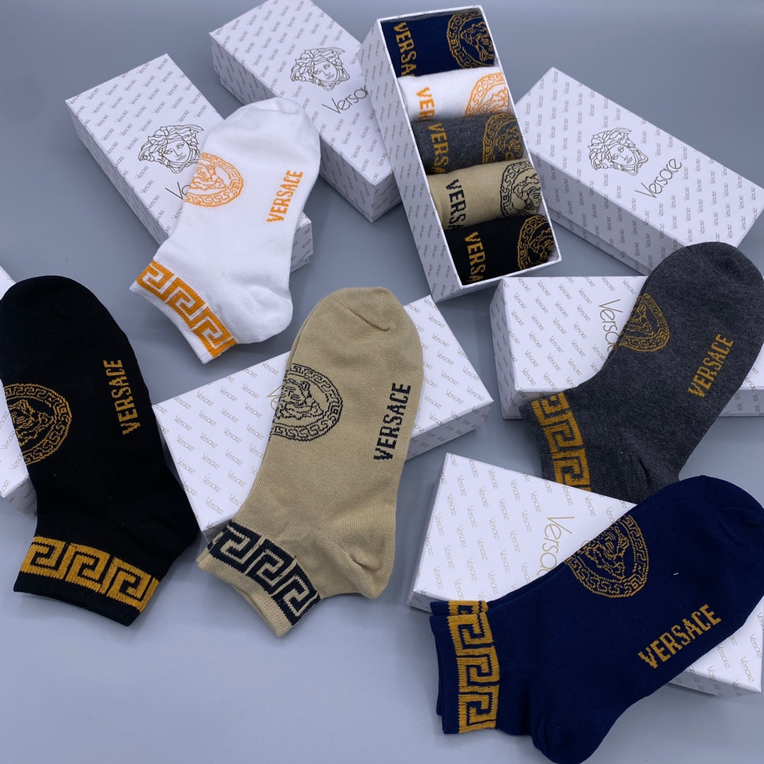 Versace Classic Ankle Socks - 5-Pair Box
