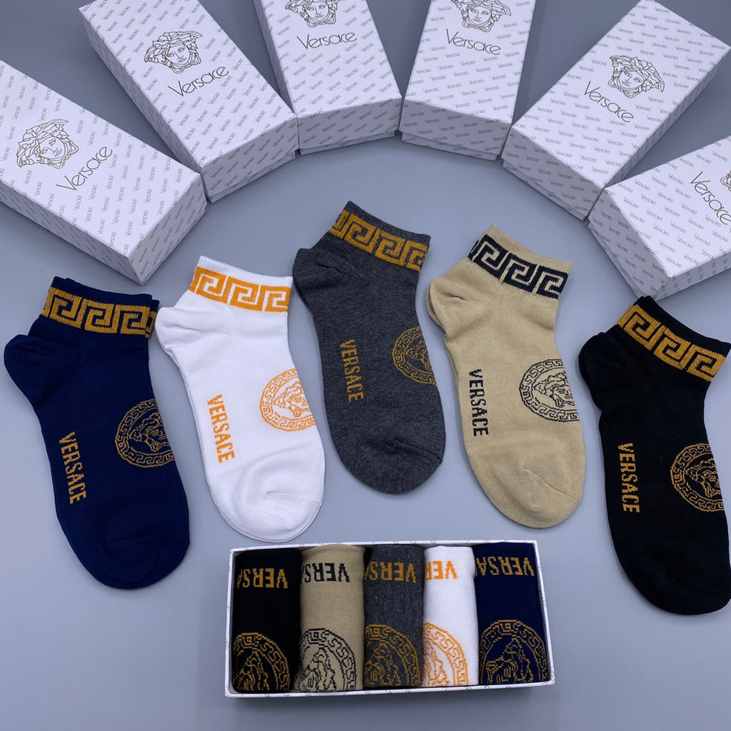 Versace Classic Ankle Socks - 5-Pair Box