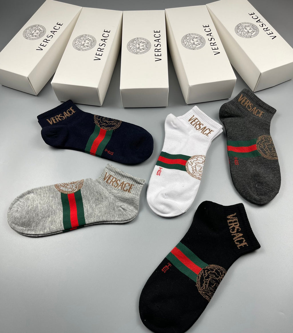 Versace Cotton Crew Socks - 5-Pair Pack