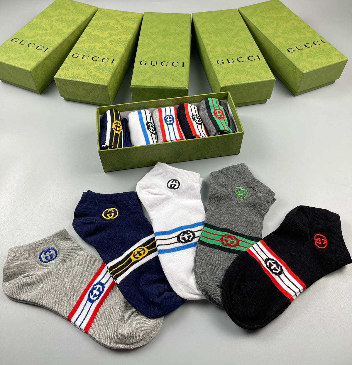 Gucci Cotton Crew Socks - 5-Pair Pack