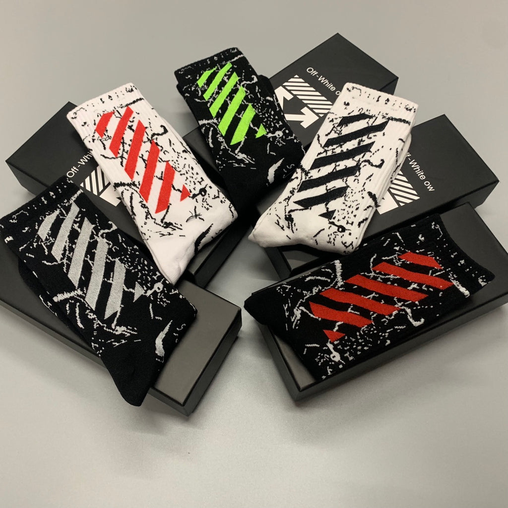 Off-White Splash-Style Graphics Crew Socks - 5-Pair Set