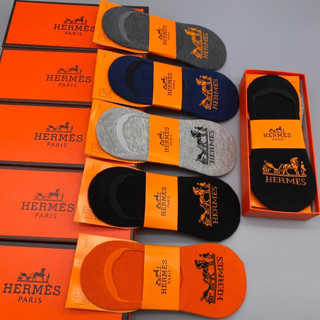 Hermes Horse Graphics No-Show Socks - 5-Pair Set