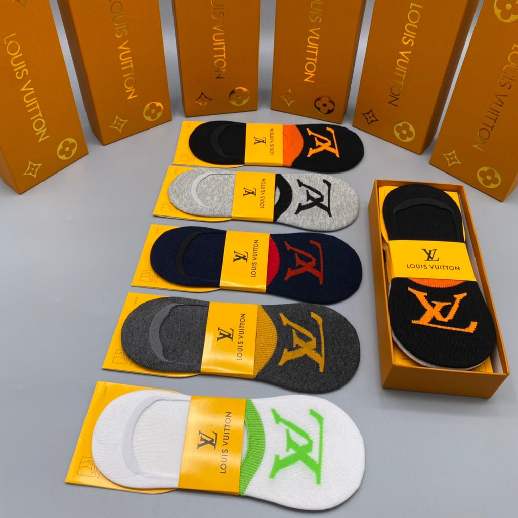 Louis Vuitton Colourful Initial Details No-Show Socks - 5-Pair Set