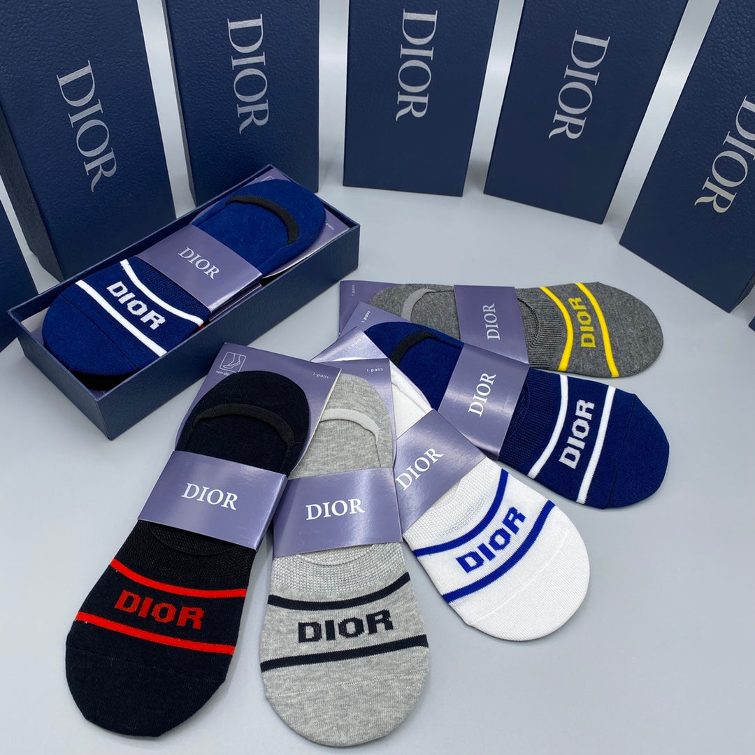 Dior Mixed Contrast Wordmarks No-Show Socks