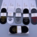 Versace Cotton Visible Cuff, Colour And Emblem Details No-Show Socks - 5-Pair Set