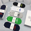 Balenciaga Cotton Visible Colour, Cuff And Emblem Details No-Show Socks - 5-Pair Set