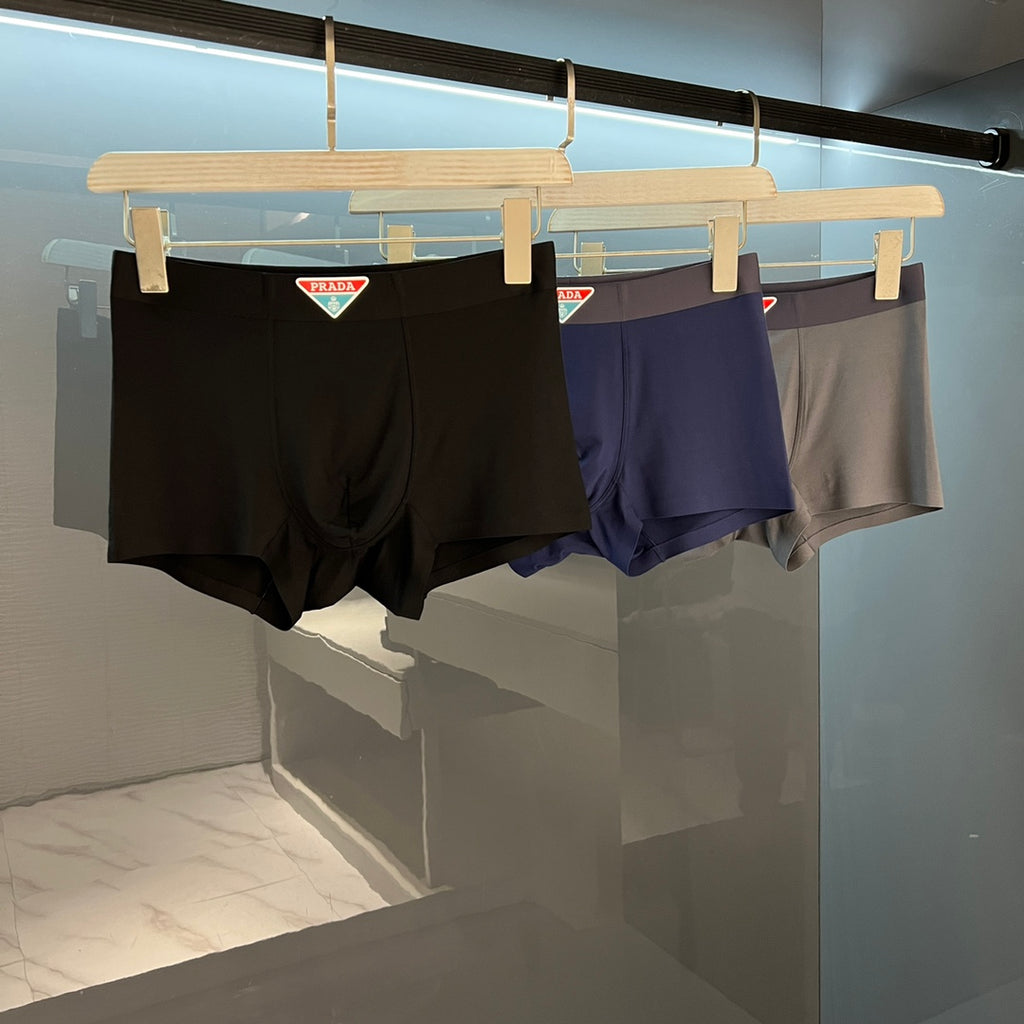 Prada Cotton blend Visible Colour, Waistband And Emblem Details Men's Boxer Briefs - 3-Piece Box