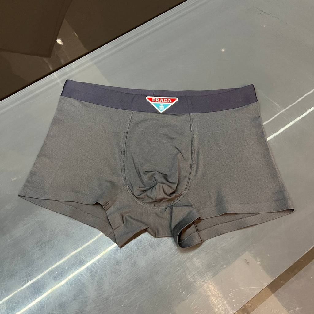 Prada Cotton blend Visible Colour, Waistband And Emblem Details Men's Boxer Briefs - 3-Piece Box