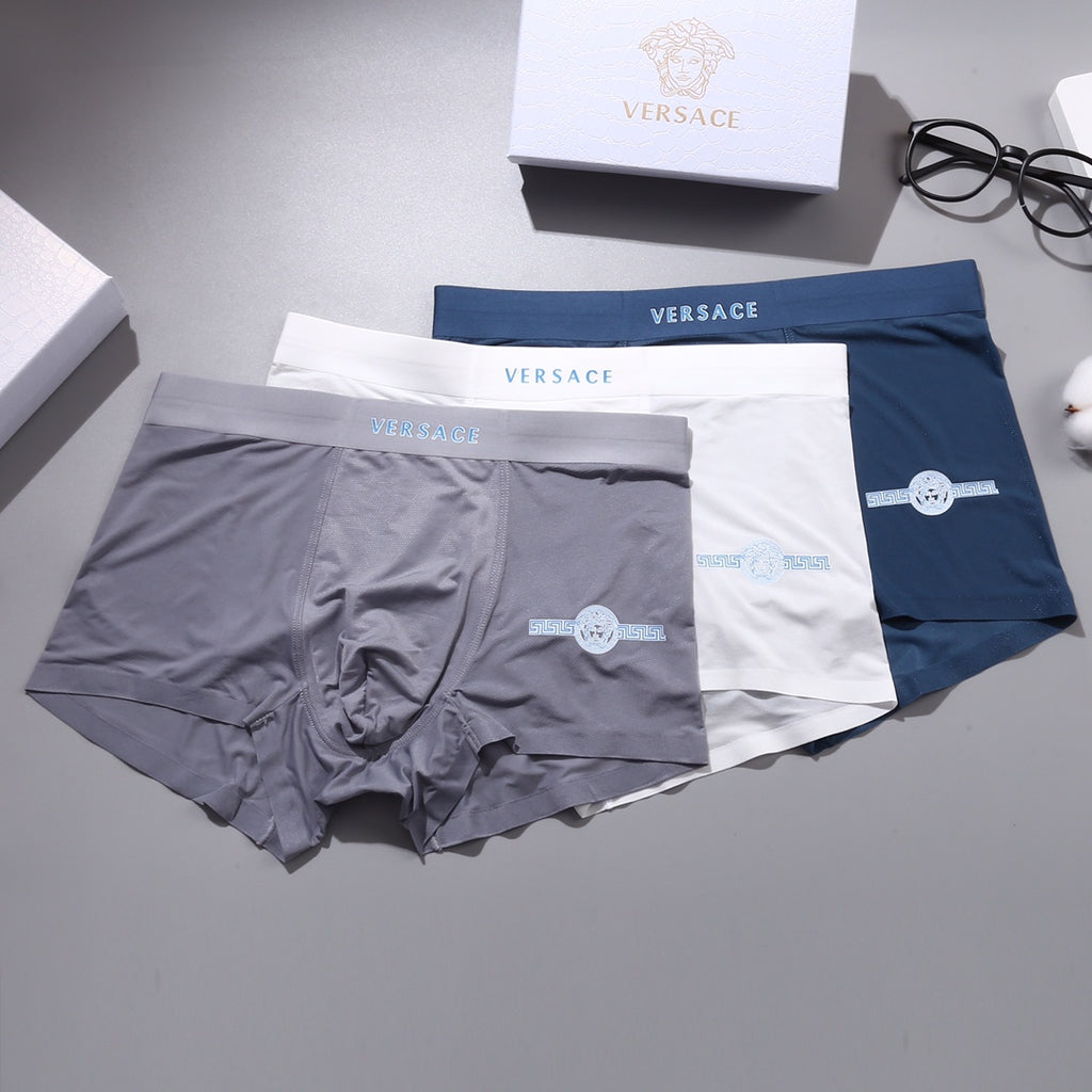 Versace Nylon Blend Men's Boxer Briefs - 3-Piece Box