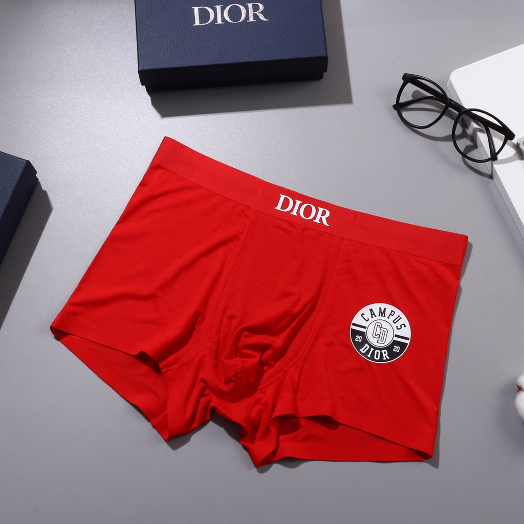 Dior Round Patch Details Men's Boxer Briefs - 3-Piece Box