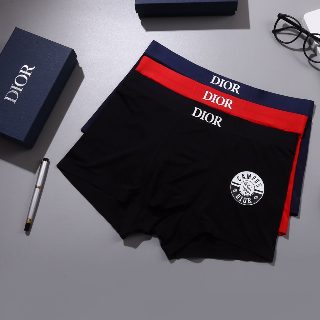 Dior Visible Waistband, Colour And Emblem Details Men's Boxer Briefs - 3-Piece Box
