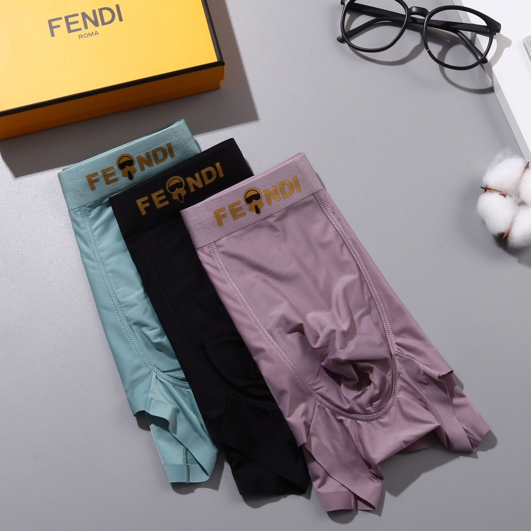 Fendi Tonal Waistband Details Men's Boxer Briefs - 3-Piece Box
