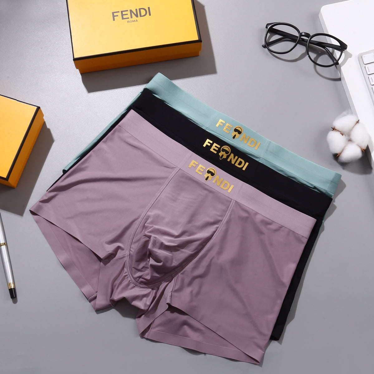Fendi Nylon Blend Men's Boxer Briefs - 3-Piece Box