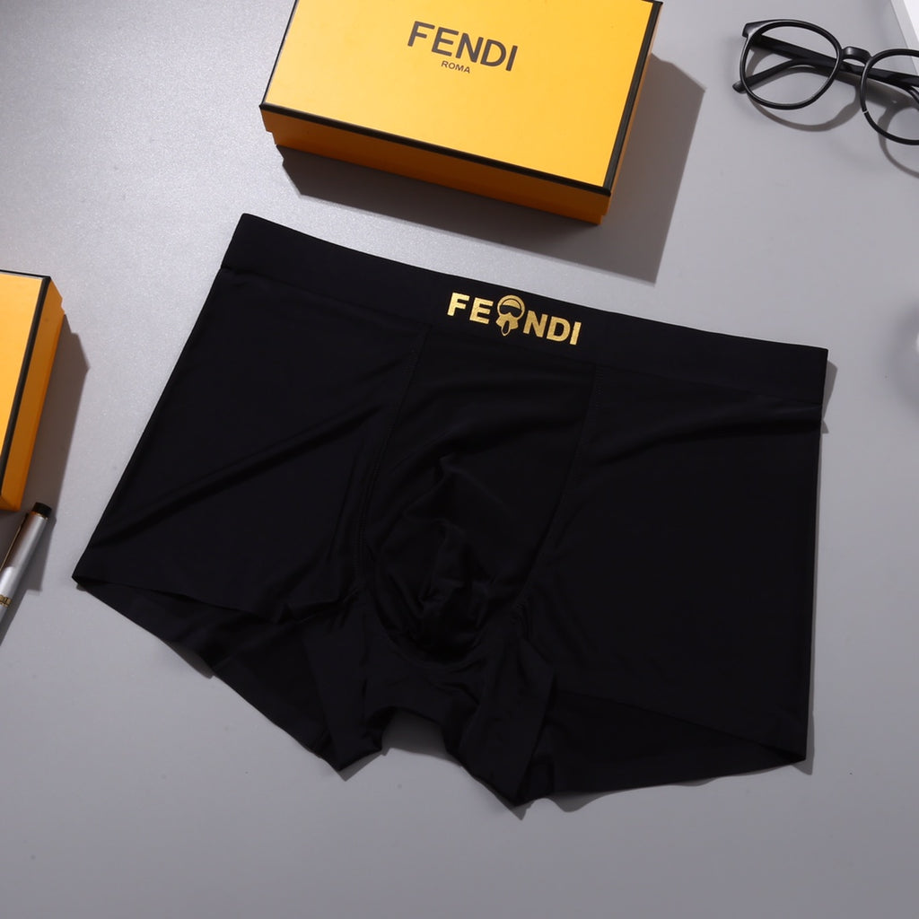 Fendi Gold-Tone Wordmark Details Men's Boxer Briefs - 3-Piece Box