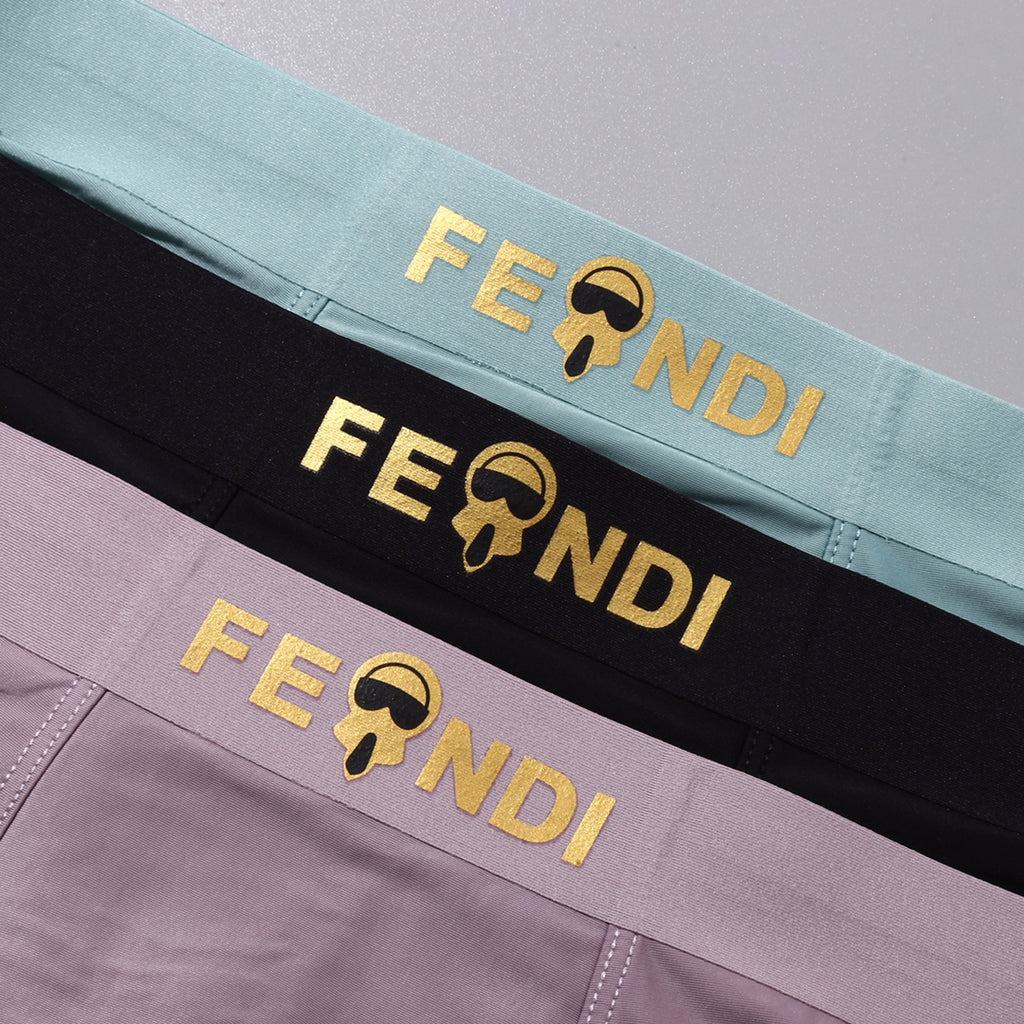 Fendi Tonal Waistband Details Men's Boxer Briefs - 3-Piece Box