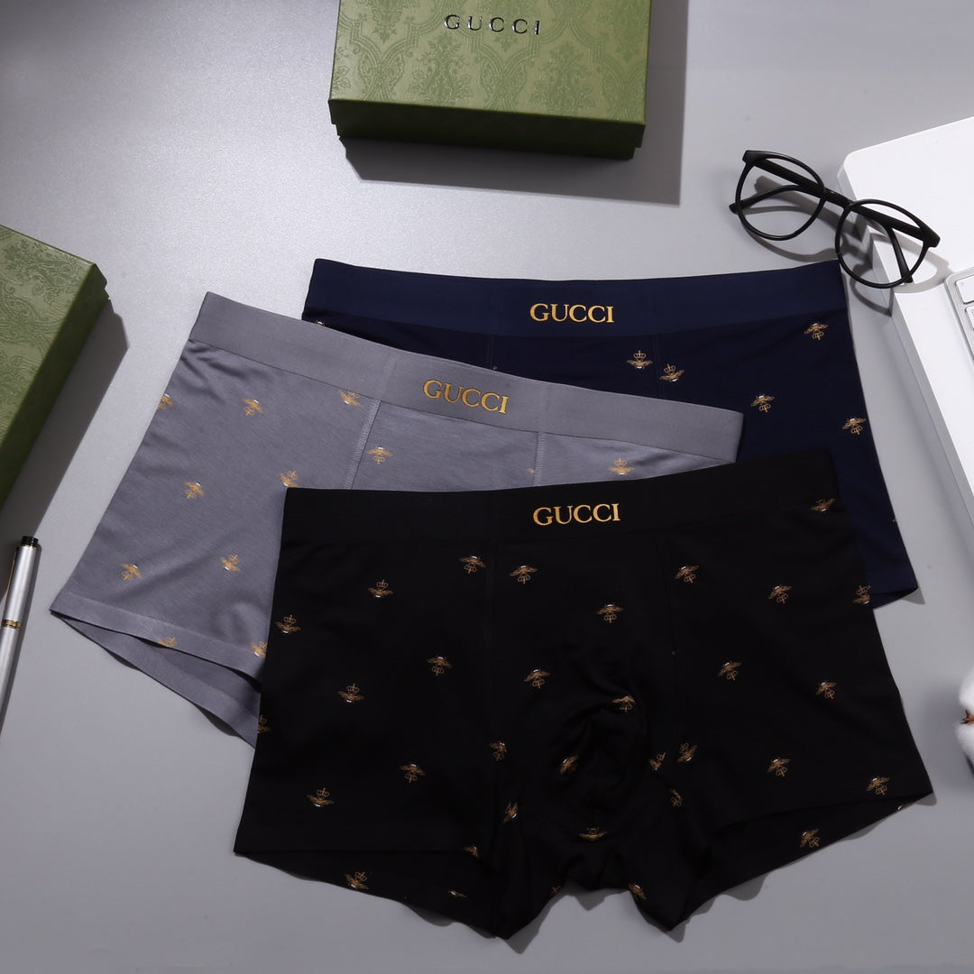 Gucci Visible Branded Waistband Or Emblem Details Men's Boxer Briefs - 3-Piece Box