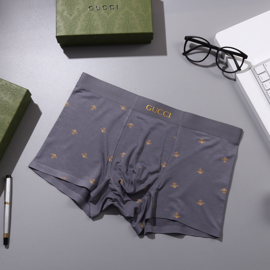 Gucci Visible Colour, Waistband And Emblem Details Men's Boxer Briefs - 3-Piece Box