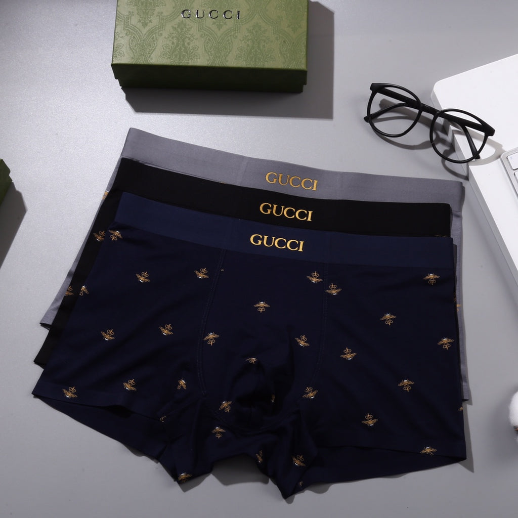 Gucci Small Bee Motifs Men's Boxer Briefs - 3-Piece Box