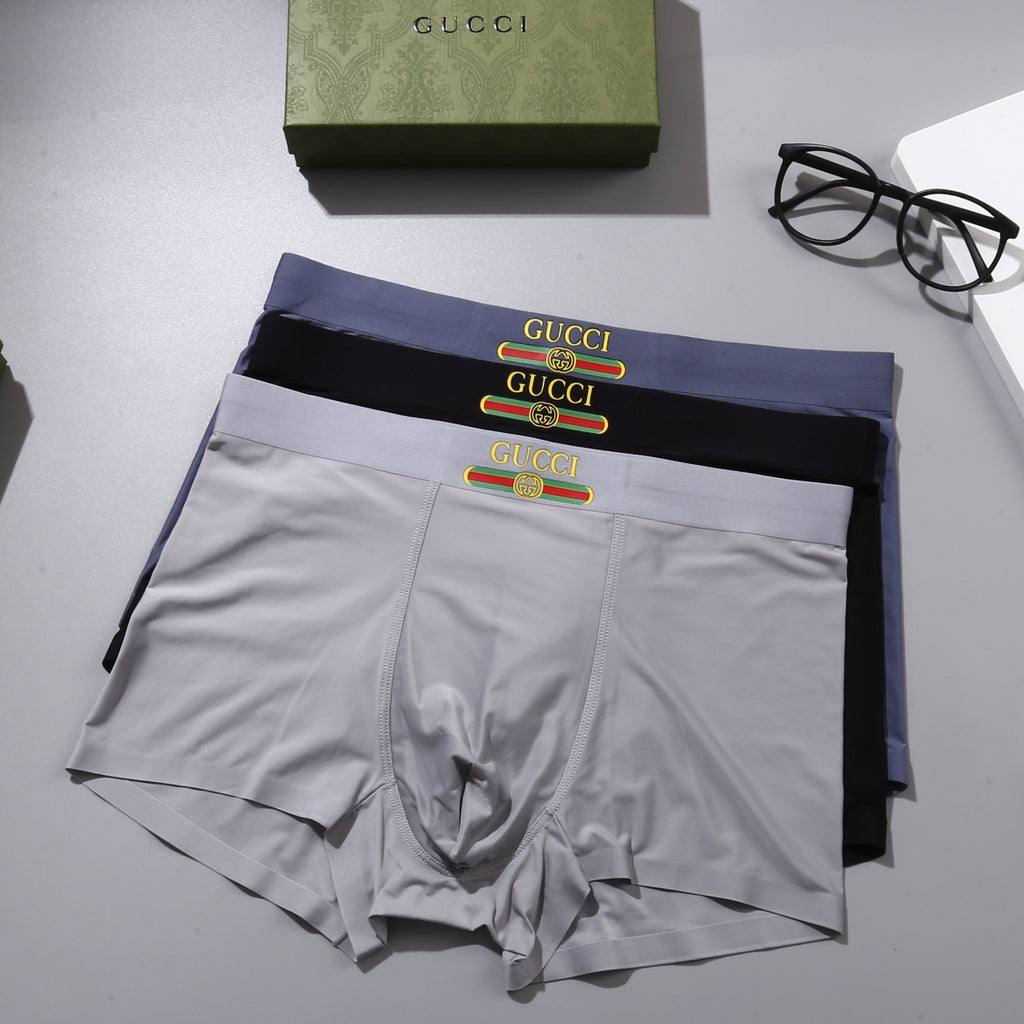 Gucci Red-And-Green Logo Details Men's Boxer Briefs - 3-Piece Box