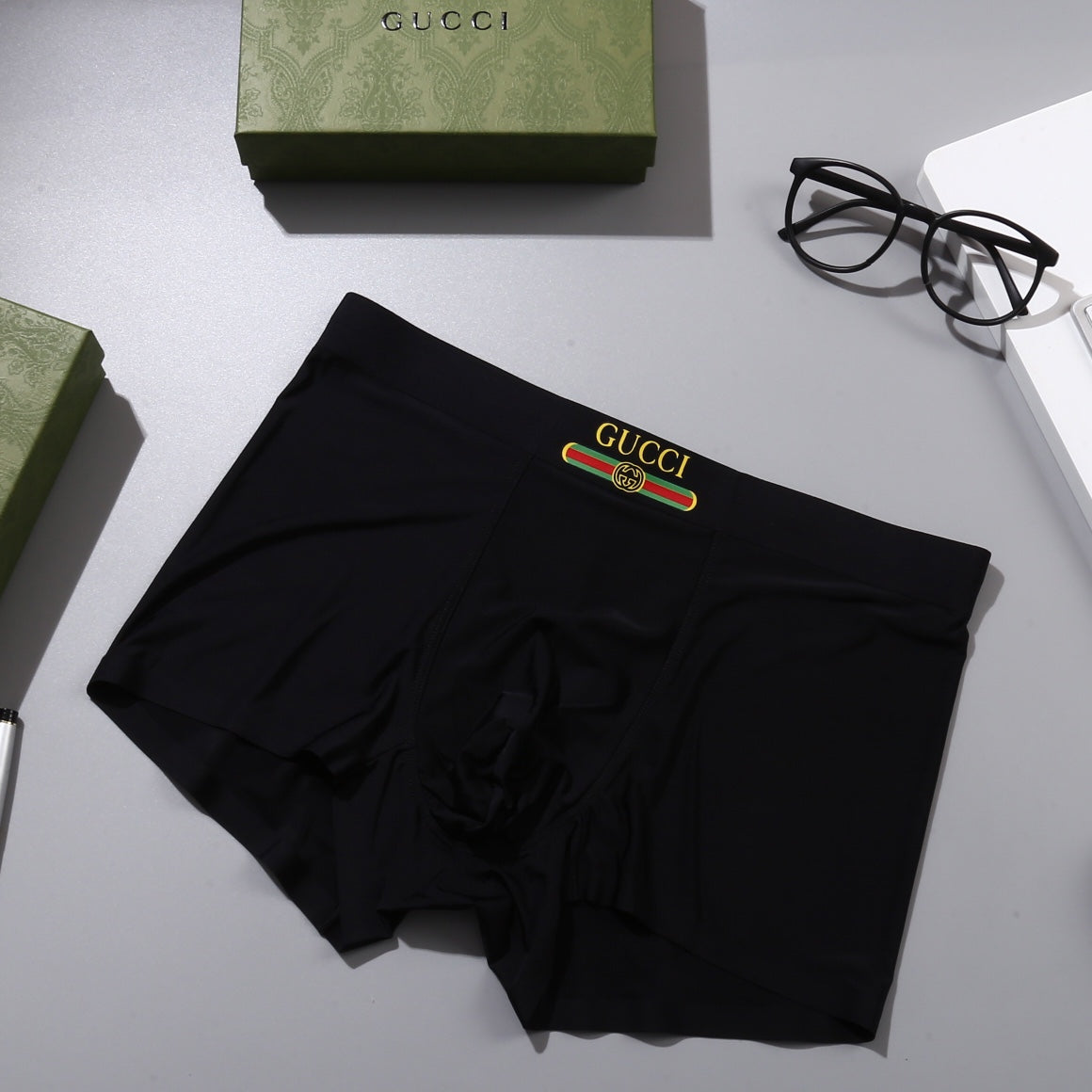 Gucci Red-And-Green Logo Details Men's Boxer Briefs - 3-Piece Box