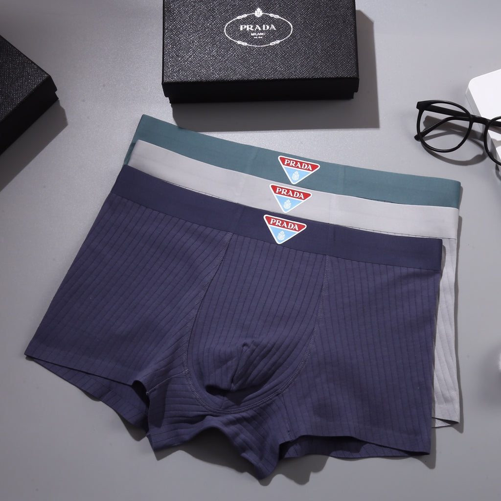 Prada Small Triangle Badges Men's Boxer Briefs - 3-Piece Box