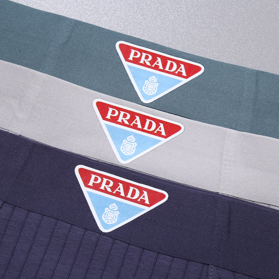 Prada Visible Waistband, Colour And Emblem Details Men's Boxer Briefs - 3-Piece Box