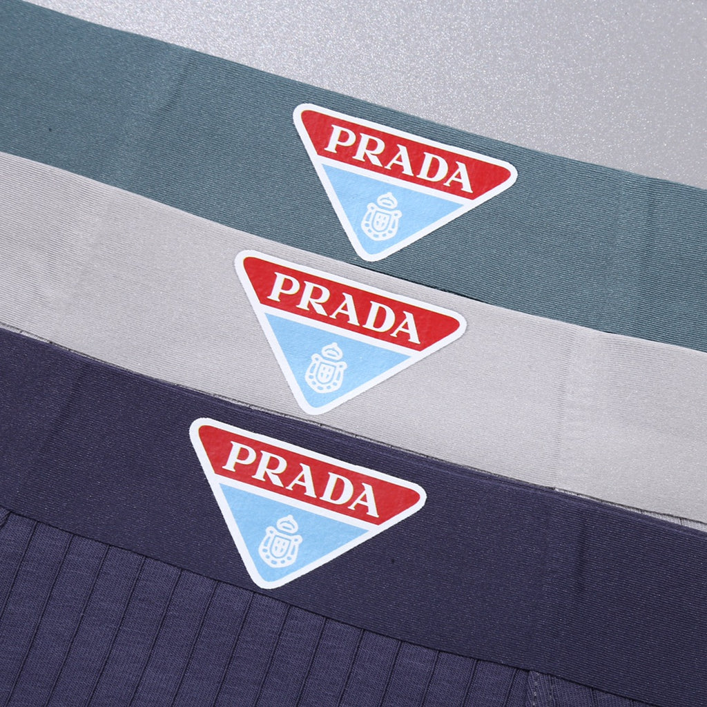 Prada Visible Branded Waistband Or Emblem Details Men's Boxer Briefs - 3-Piece Box