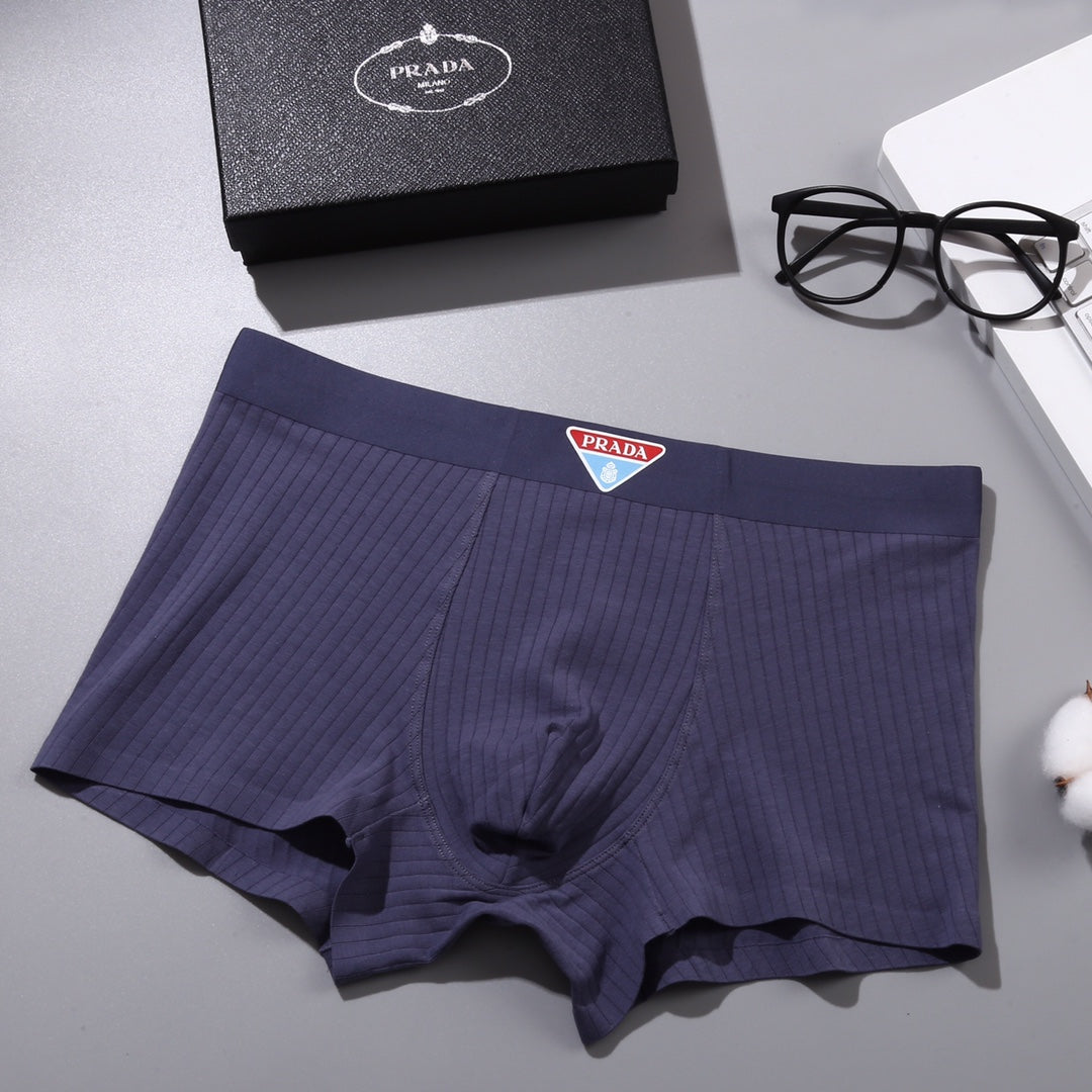 Prada Cotton-Blend Logo Detail Men's Boxer Briefs - 3-Piece Box