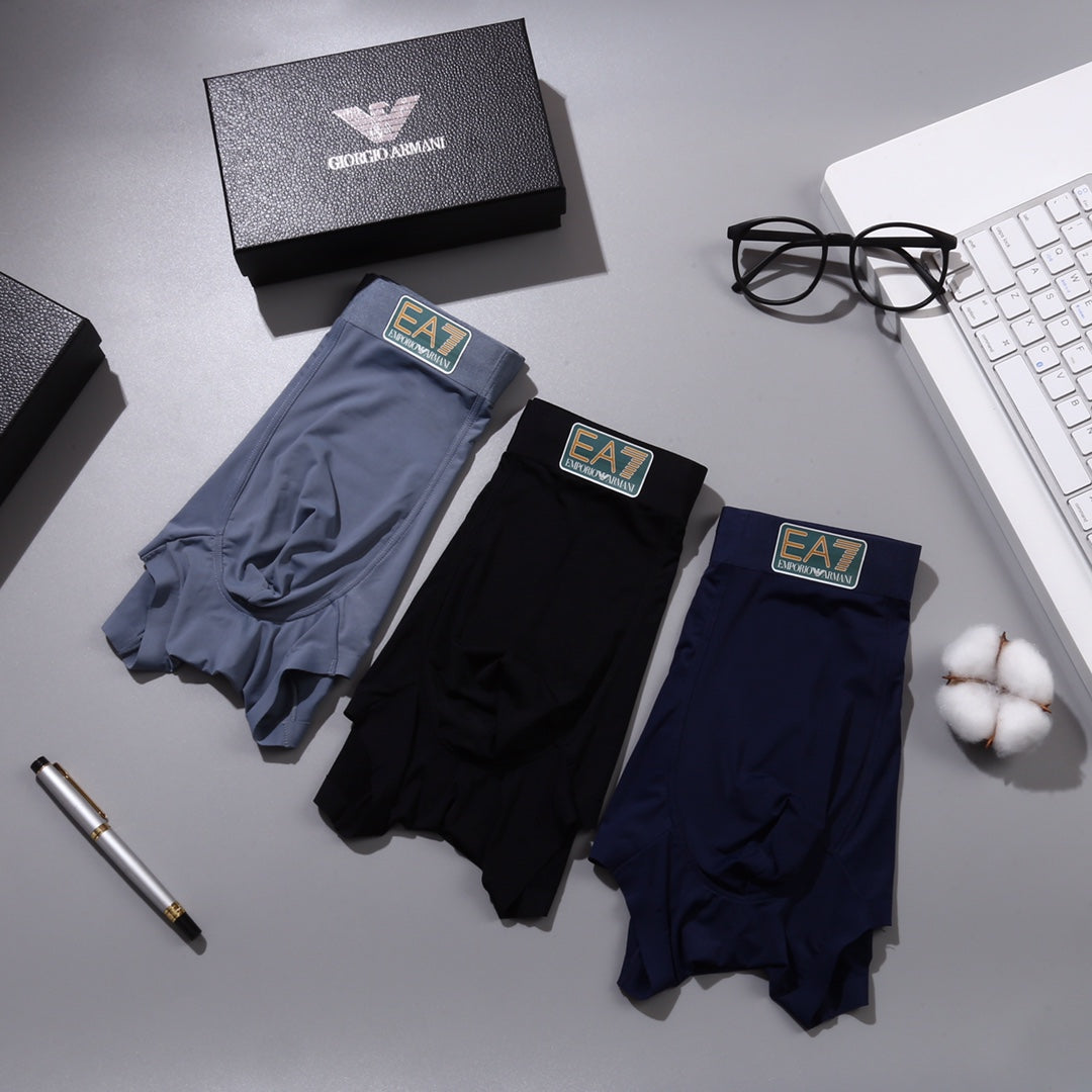 Emporio Armani Nylon Blend Men's Boxer Briefs - 3-Piece Box