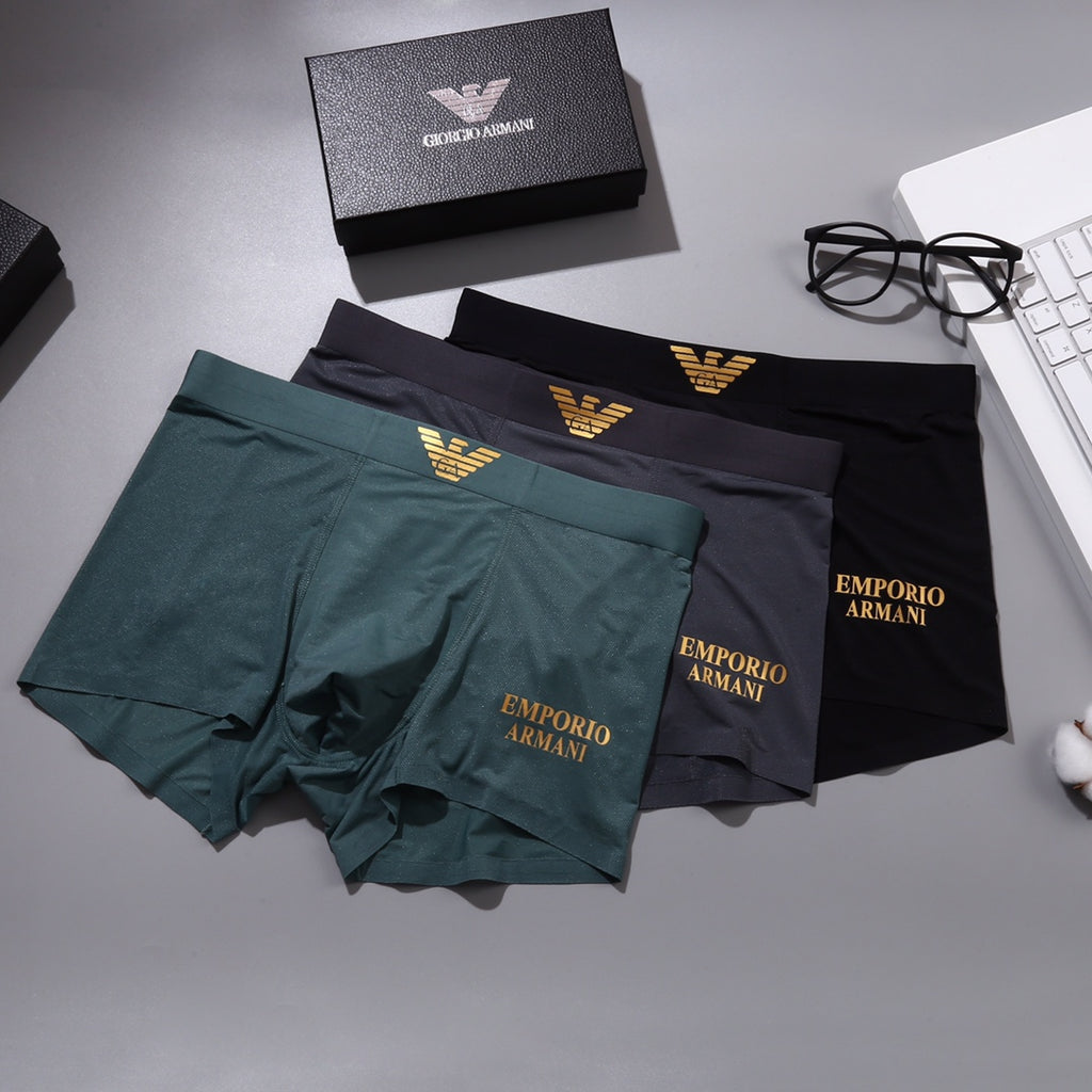 Emporio Armani Nylon Blend Men's Boxer Briefs - 3-Piece Box