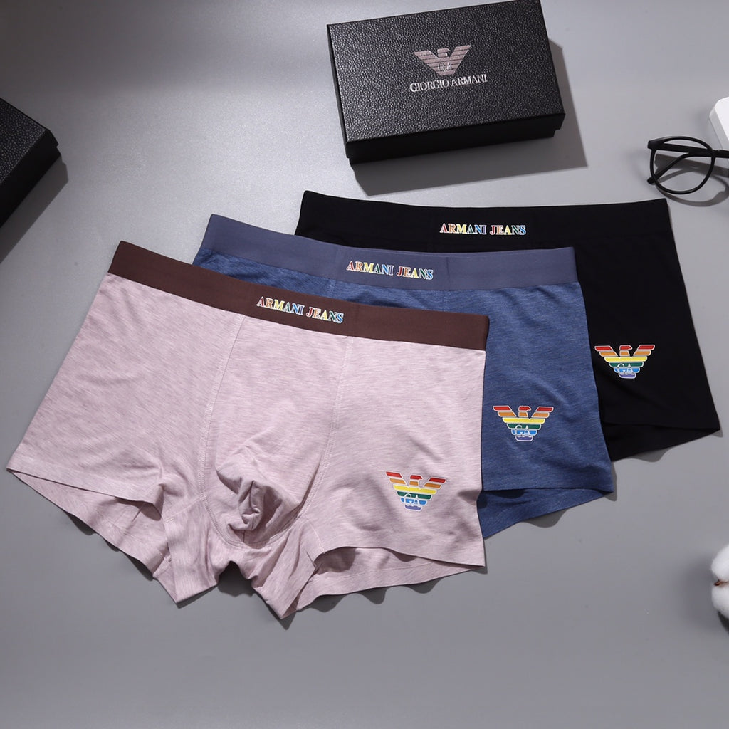 Armani Multicolour Eagle Details Men's Boxer Briefs - 3-Piece Box