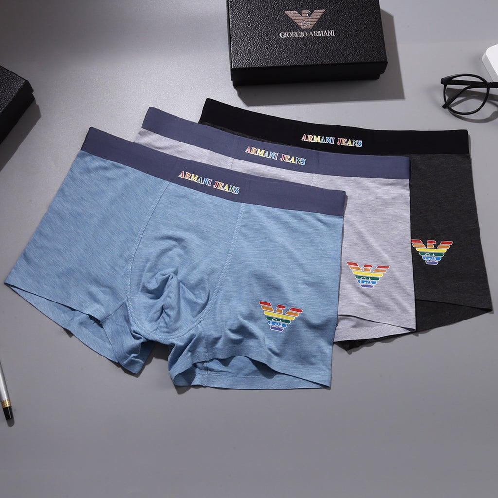 Armani Colourful Eagle Details Men's Boxer Briefs - 3-Piece Box