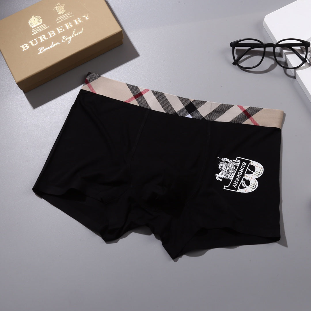 Burberry Check Waistbands And Shield Graphics Men's Boxer Briefs - 3-Piece Box