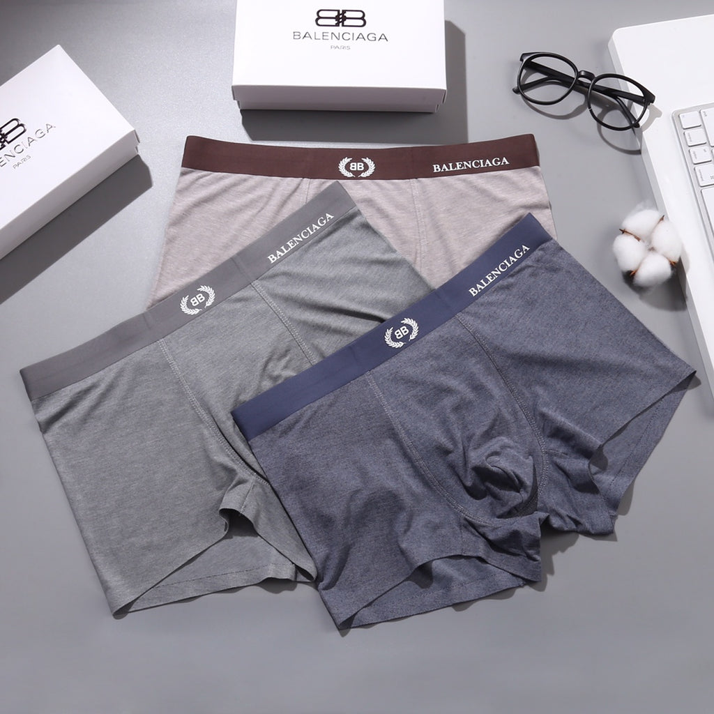 Balenciaga Visible Waistband, Colour And Emblem Details Men's Boxer Briefs - 3-Piece Box
